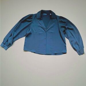 Tahari Black Cropped Blouse